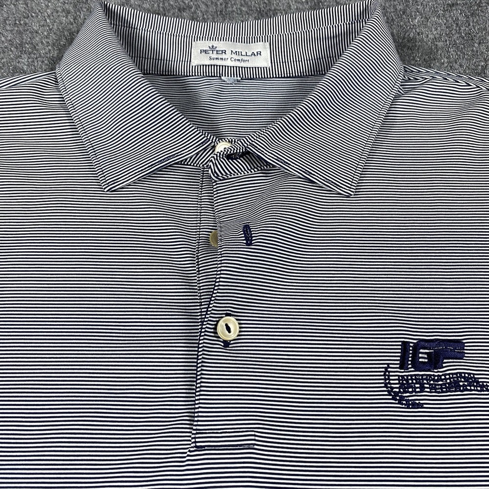 Peter Millar Summer Comfort Golf Polo Mens XL Striped Performance IGF Logo
